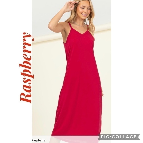 Raspberry…Gorgeous Midi Slip Dress - Picture 1 of 5